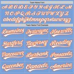 Custom Name and Number Light Blue White-Orange Unisex Softball Jersey, Personalized Two-Button Team Jersey Personalized Light