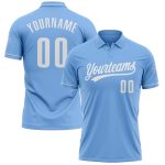Custom Team Name Number Performance Golf Polo Shirt Light Blue White Personalized Light Blue White Performance Vapor Golf