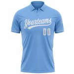 Custom Team Name Number Performance Golf Polo Shirt Light Blue White Personalized Light Blue White Performance Vapor Golf