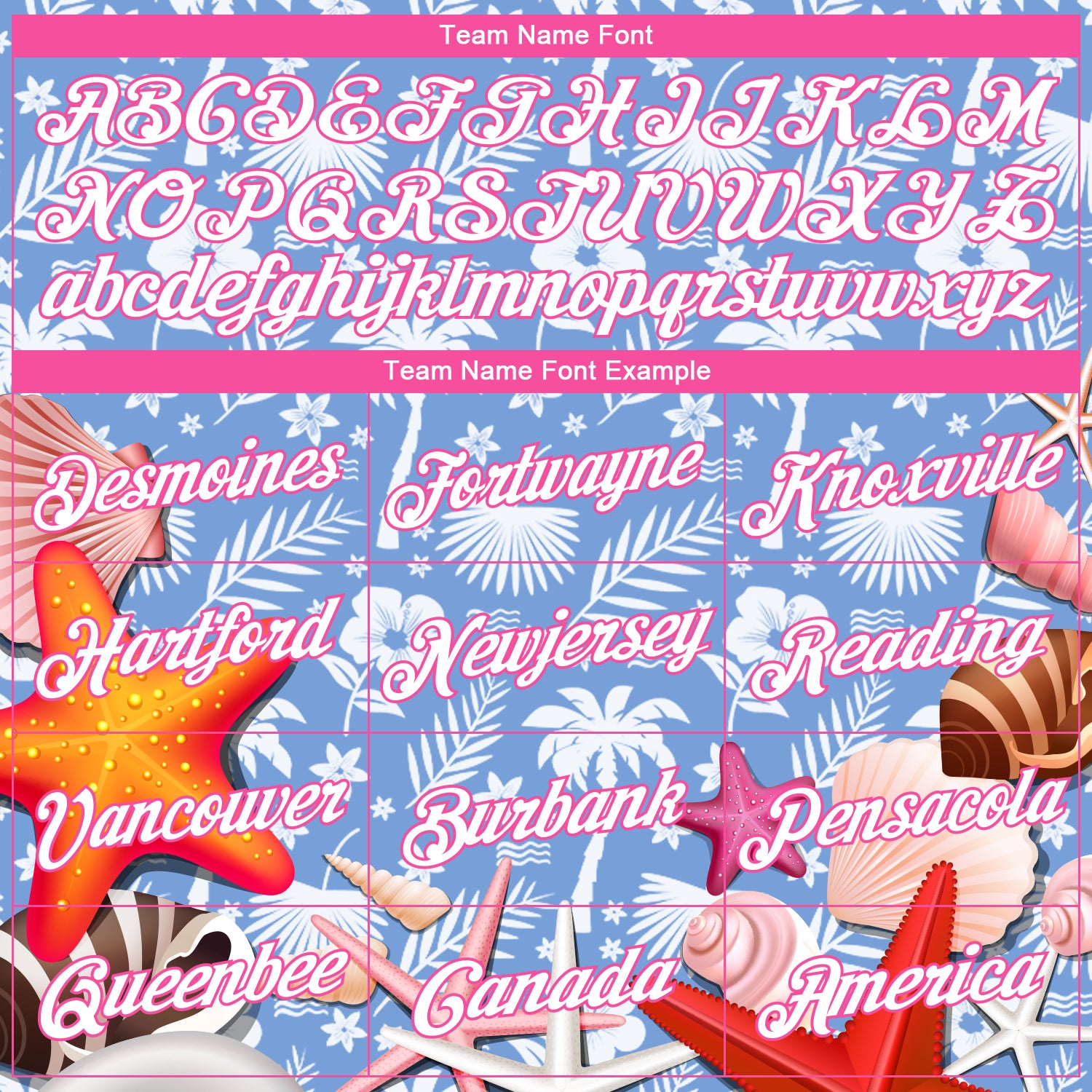 Personalized Light Blue White-Pink 3D Pattern Hawaii Palm Trees And Starfishes Authentic Basketball Jersey Team Custom Name and Number Personalized Hawaii Palm Trees Starfishes Basketball Jersey Light Blue White-Pink Custom Name and Number Personalized Light - Image 3