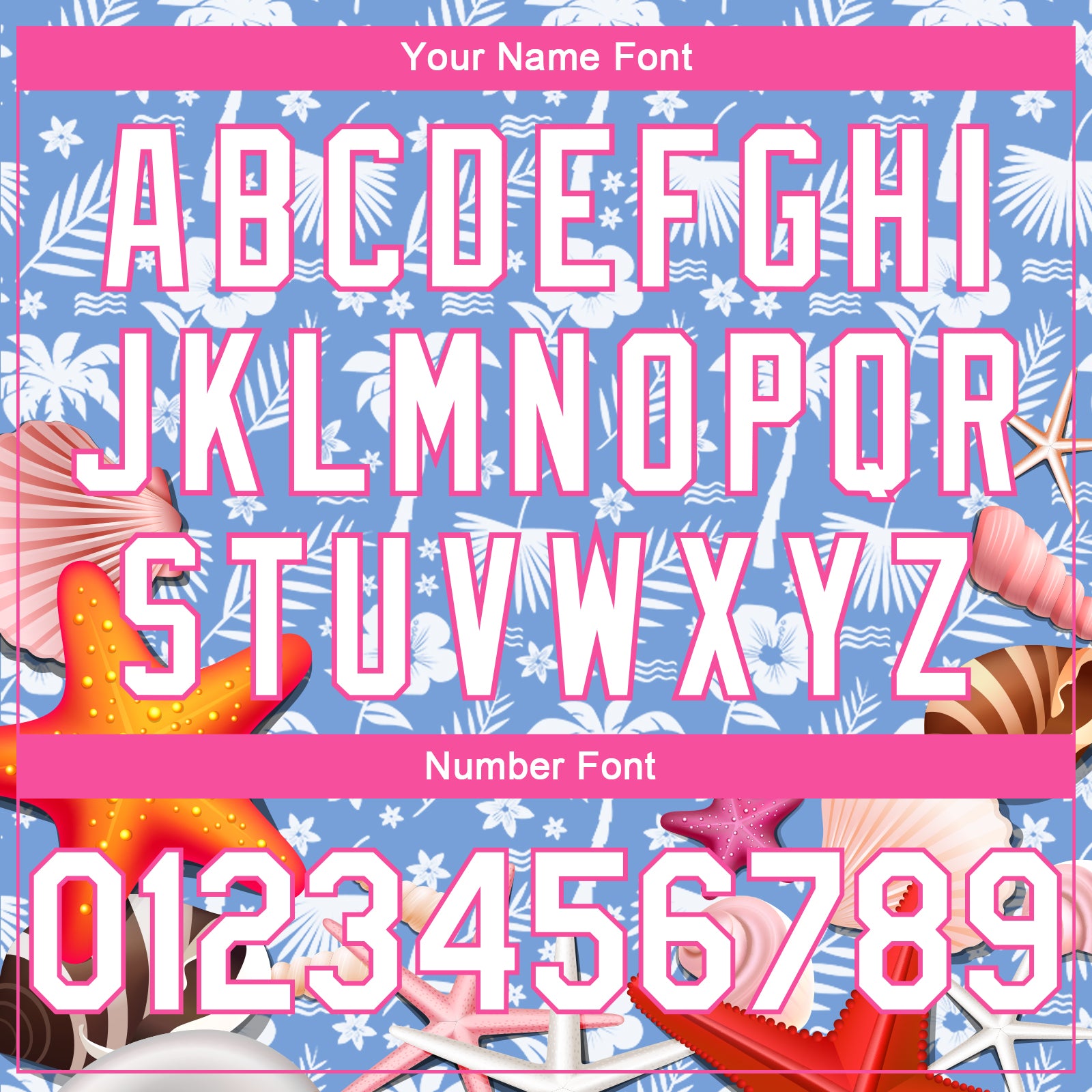 Personalized Light Blue White-Pink 3D Pattern Hawaii Palm Trees And Starfishes Authentic Basketball Jersey Team Custom Name and Number Personalized Hawaii Palm Trees Starfishes Basketball Jersey Light Blue White-Pink Custom Name and Number Personalized Light - Image 4