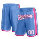 Custom Name Number Light Blue White Pink Basketball Shorts Personalized Team Gear Personalized Light Blue White-Pink Authentic