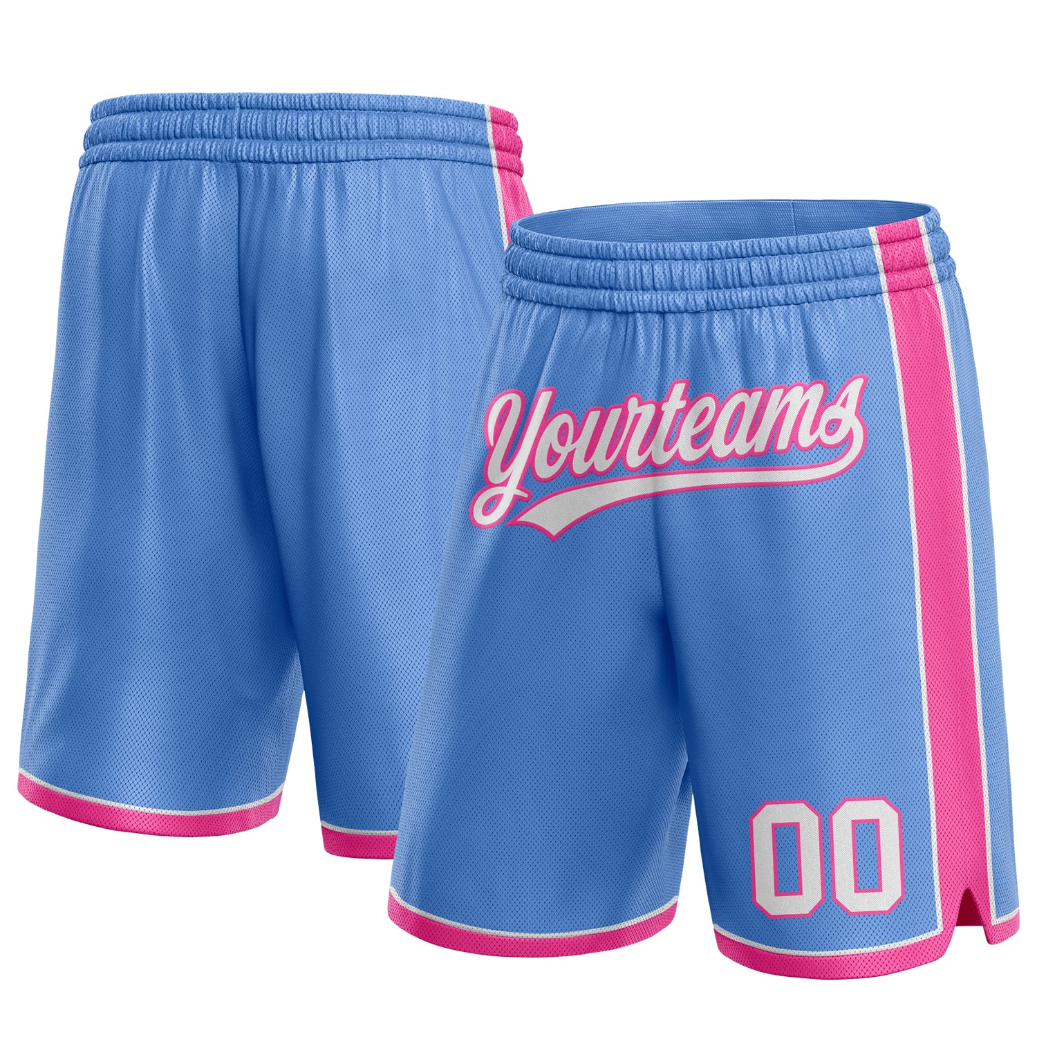 Custom Name Number Light Blue White Pink Basketball Shorts Personalized Team Gear Personalized Light Blue White-Pink Authentic