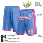 Custom Name Number Light Blue White Pink Basketball Shorts Personalized Team Gear Personalized Light Blue White-Pink Authentic
