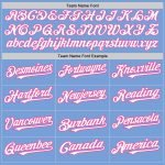 Custom Name and Number Personalized Light Blue Pink White Baseball Jersey Raglan Sleeves Personalized Light Blue White-Pink