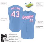 Custom Light Blue White-Pink Sleeveless Baseball Jersey with Personalized Name and Number - Authentic Team Apparel Personalized