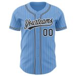 Custom Light Blue White Pinstripe Authentic Baseball Jersey with Personalized Name and Number - Team Apparel Personalized