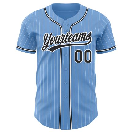 Custom Light Blue White Pinstripe Authentic Baseball Jersey with Personalized Name and Number - Team Apparel Personalized