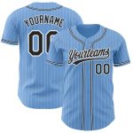 Custom Light Blue White Pinstripe Authentic Baseball Jersey with Personalized Name and Number - Team Apparel Personalized