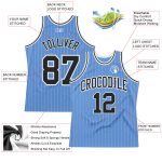 Custom Name Number Authentic Basketball Jersey Light Blue White Pinstripe - Personalized Team Jersey Personalized Light Blue