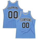 Custom Name Number Authentic Basketball Jersey Light Blue White Pinstripe - Personalized Team Jersey Personalized Light Blue