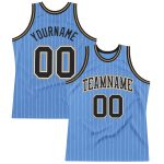 Custom Name and Number Authentic Basketball Jersey Light Blue White Pinstripe Black Old Gold Personalized Light Blue White