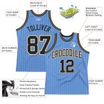 Custom Name and Number Authentic Basketball Jersey Light Blue White Pinstripe Black Old Gold Personalized Light Blue White
