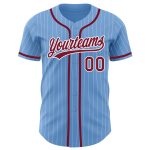 Custom Light Blue White Pinstripe Baseball Jersey with Name and Number - Authentic Team Apparel Personalized Light Blue White