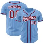Custom Light Blue White Pinstripe Baseball Jersey with Name and Number - Authentic Team Apparel Personalized Light Blue White