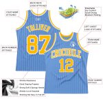 Custom Light Blue White Pinstripe Basketball Jersey with Name and Number - Authentic Team Apparel Personalized Light Blue