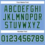 Custom Basketball Jersey - Personalized Light Blue White Pinstripe Design with Green Name & Number Personalized Light Blue