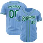 Personalized Custom Baseball Jersey Light Blue White Pinstripe Kelly Green Name and Number Authentic Personalized Light Blue