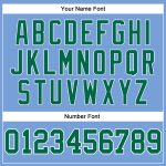 Custom Light Blue White Pinstripe Basketball Jersey with Green Trim - Personalized Name and Number Personalized Light Blue