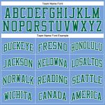 Custom Light Blue White Pinstripe Basketball Jersey with Green Trim - Personalized Name and Number Personalized Light Blue