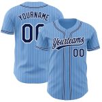Custom Name and Number Authentic Baseball Jersey Light Blue White Pinstripe Navy Personalized Light Blue White Pinstripe