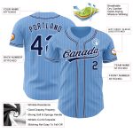 Custom Name and Number Authentic Baseball Jersey Light Blue White Pinstripe Navy Personalized Light Blue White Pinstripe