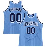 Custom Light Blue White Pinstripe Basketball Jersey with Name & Number - Authentic Team Gear Personalized Light Blue White