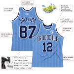 Custom Light Blue White Pinstripe Basketball Jersey with Name & Number - Authentic Team Gear Personalized Light Blue White