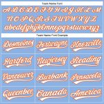 Personalized Light Blue White Pinstripe Baseball Jersey with Orange Accents Personalized Light Blue White Pinstripe Orange