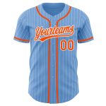 Custom Light Blue White Pinstripe Orange Baseball Jersey with Personalized Name and Number - Authentic Team Jersey Personalized