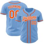 Custom Light Blue White Pinstripe Orange Baseball Jersey with Personalized Name and Number - Authentic Team Jersey Personalized