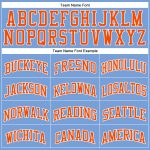Custom Light Blue White Pinstripe Basketball Jersey with Orange Details - Personalized Name and Number Personalized Light