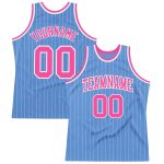 Custom Name and Number Light Blue White Pinstripe Basketball Jersey - Personalized Authentic Team Jersey Personalized Light