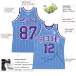 Custom Basketball Jersey with Personalized Name and Number, Light Blue White Pinstripe, Authentic Design Personalized Light