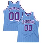 Custom Basketball Jersey with Personalized Name and Number, Light Blue White Pinstripe, Authentic Design Personalized Light