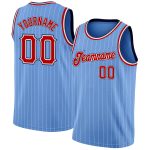 Custom Name and Number Authentic Basketball Jersey - Light Blue White Pinstripe Red Navy Personalized Light Blue White Pinstripe