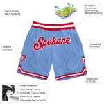 Custom Name Number Basketball Shorts Light Blue White Pinstripe Red-White Authentic Team Personalized Light Blue White Pinstripe