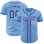 Light Blue White Pinstripe Authentic Personalized Baseball Jersey - Royal Edition Personalized Light Blue White Pinstripe