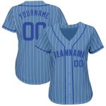 Customizable Light Blue White Pinstripe Baseball Jersey with Name and Number - Authentic Team Style Personalized Light Blue