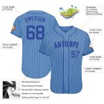 Customizable Light Blue White Pinstripe Baseball Jersey with Name and Number - Authentic Team Style Personalized Light Blue