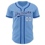 Light Blue White Pinstripe Authentic Personalized Baseball Jersey - Royal Edition Personalized Light Blue White Pinstripe