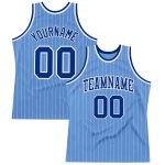 Custom Name Number Light Blue White Pinstripe Royal Basketball Jersey - Personalized Authentic Team Gear Personalized Light