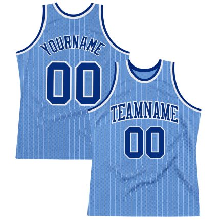Custom Name Number Light Blue White Pinstripe Royal Basketball Jersey - Personalized Authentic Team Gear Personalized Light