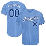 Custom Royal-White Baseball Jersey with Personalized Light Blue and White Pinstripes, Custom Name and Number Personalized