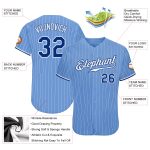 Custom Royal-White Baseball Jersey with Personalized Light Blue and White Pinstripes, Custom Name and Number Personalized