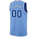 Custom Name and Number Authentic Basketball Jersey - Light Blue White Pinstripe Royal-White Personalized Light Blue White