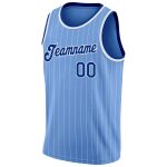 Custom Name and Number Authentic Basketball Jersey - Light Blue White Pinstripe Royal-White Personalized Light Blue White
