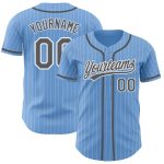 Custom Name Number Authentic Baseball Jersey Light Blue White Pinstripe Steel Gray Personalized Light Blue White Pinstripe