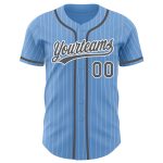 Custom Name Number Authentic Baseball Jersey Light Blue White Pinstripe Steel Gray Personalized Light Blue White Pinstripe
