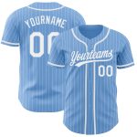 Personalized Light Blue White Pinstripe Authentic Baseball Jersey for Men and Women Personalized Light Blue White Pinstripe